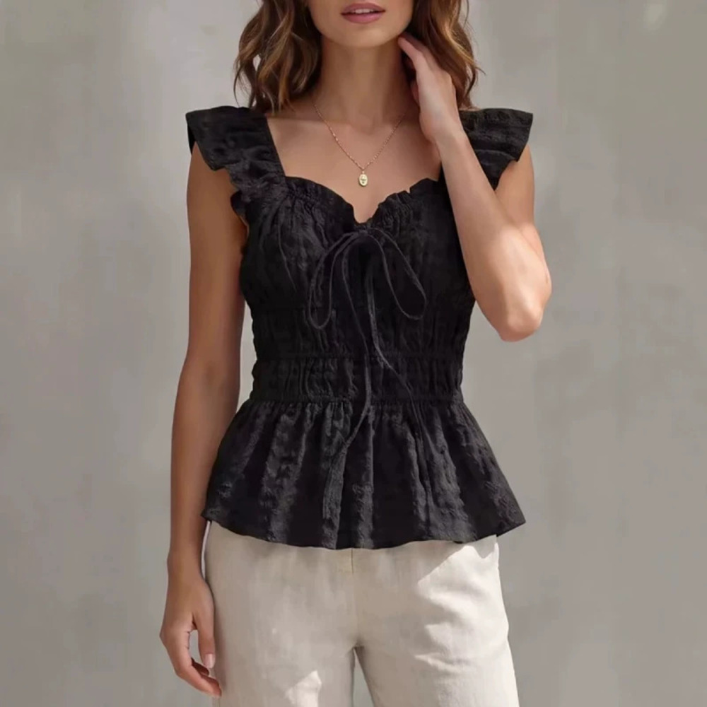 ZARA Dreamy Flutter Sleeve Ruffled Solid Top